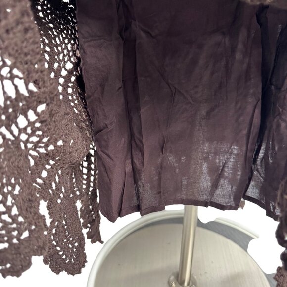 VTG XOXO‎ Brown Crochet Baby Doll Maxi Dress Whimsigoth Dark Fairy 100% Cotton - Picture 6 of 12